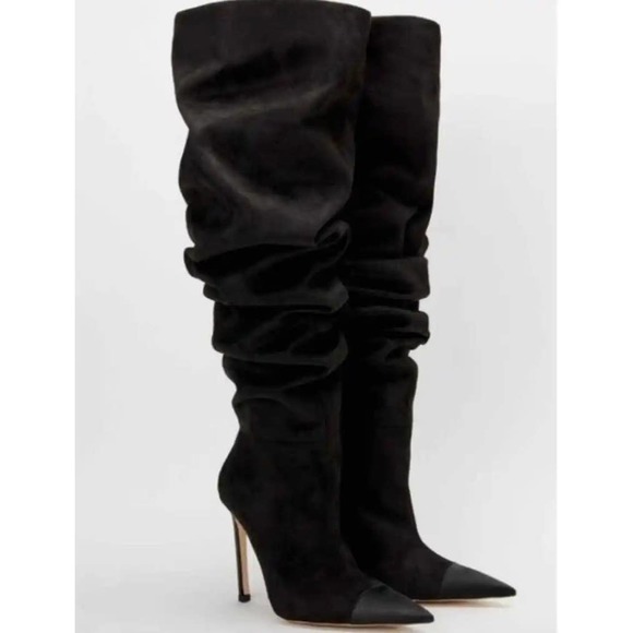 Good American The Weekend Slouchy Over The Knee Boots In Black Size 13 New - Picture 1 of 12